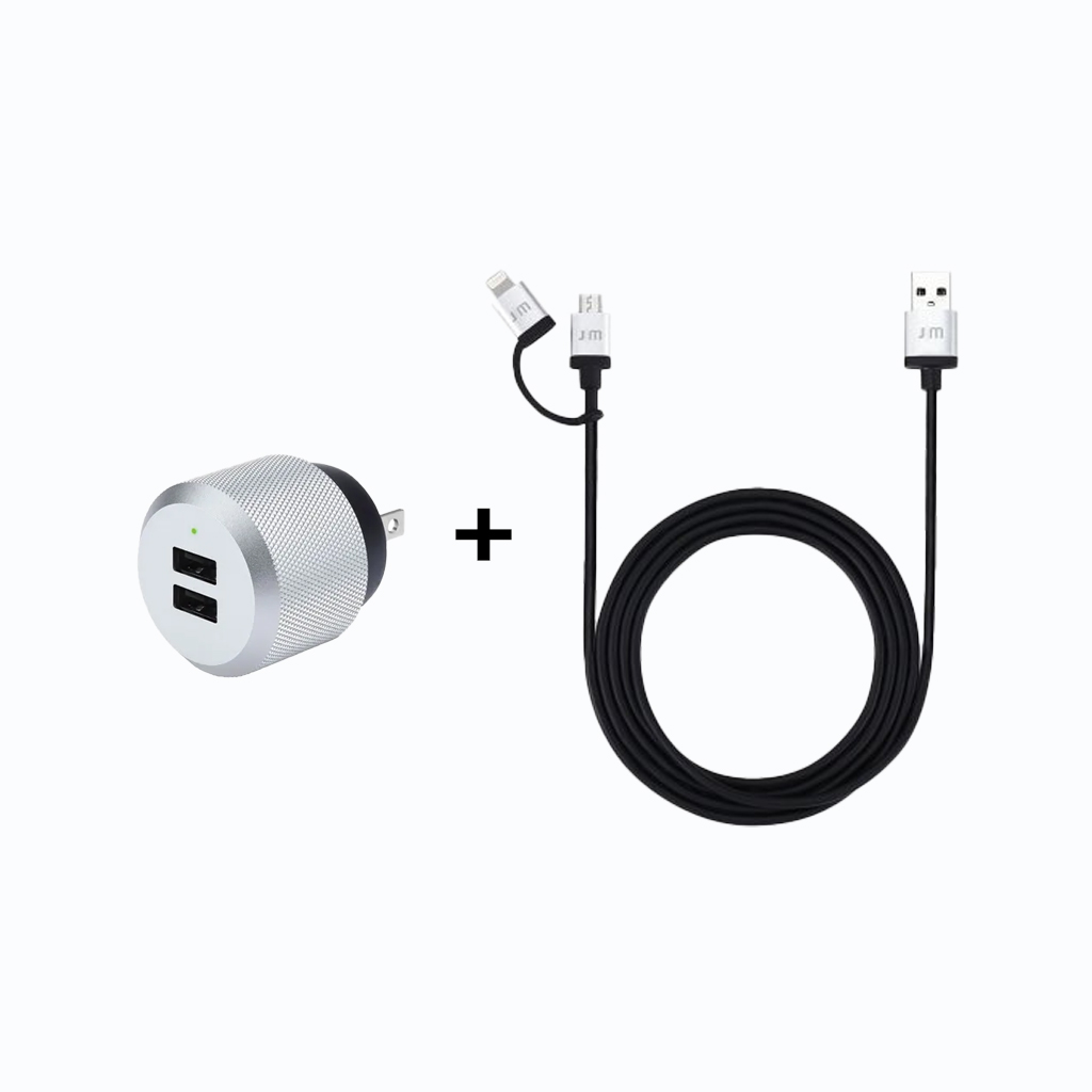 Combo Dây Cáp Sạc Lightning JustMobile AluCable (DC-168) và Củ Sạc Điện Thoại / Máy Tính Bảng JustMobile AluPlug (PA-168)