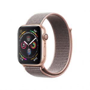 apple watch 4 44mm gold aluminum case with pink sand sport loop